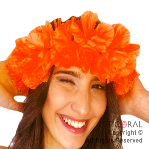 VINCHA TIARA HAWAIANA GRANDE FLUO NARANJA x 1